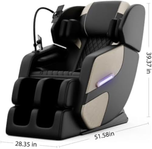 Gold PU Leather Zero Gravity Massage Chair with Airbags and Foot Roller P406039