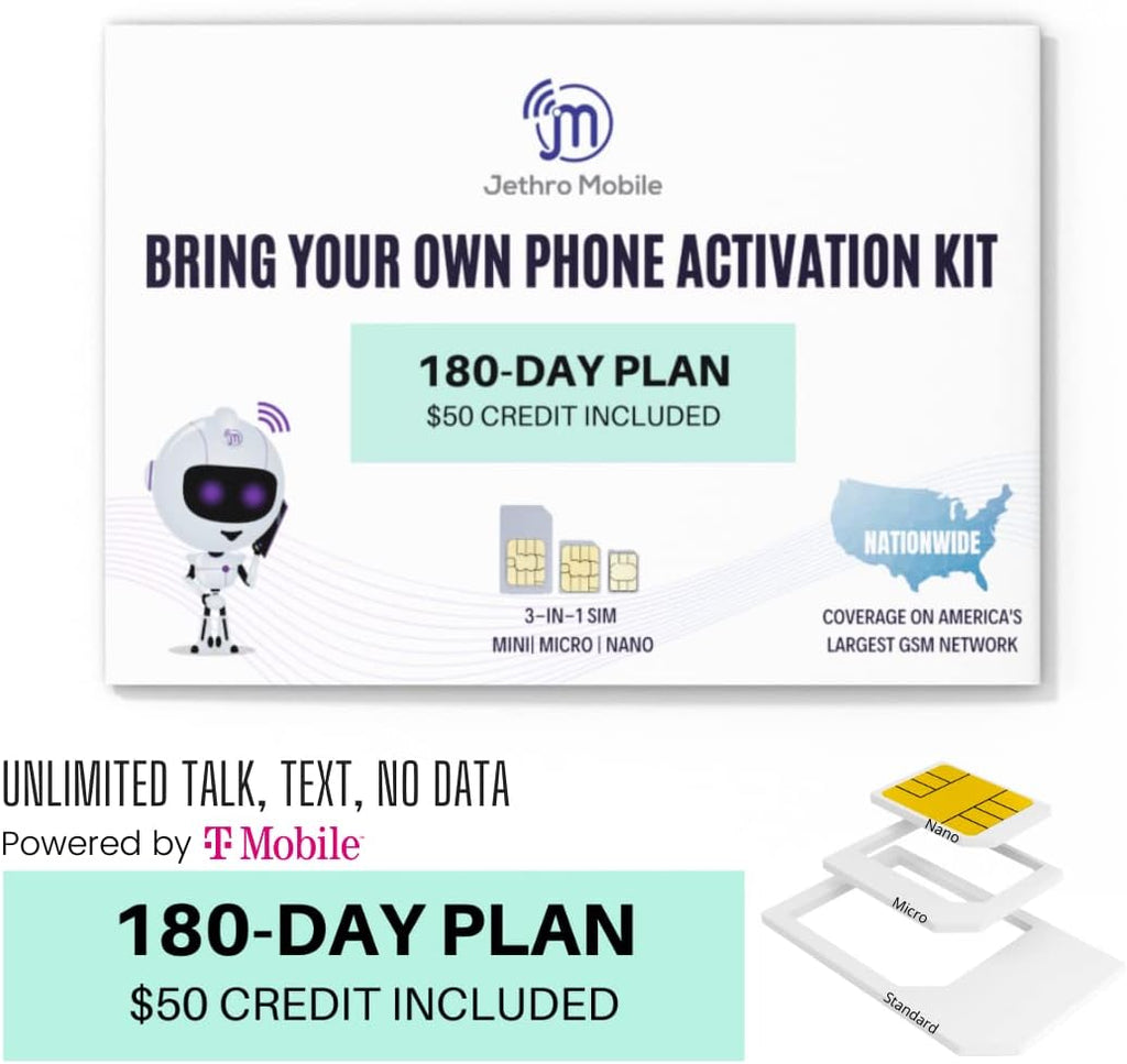 $50 Phone Plan for 180 Days SIM Card Kit V6265