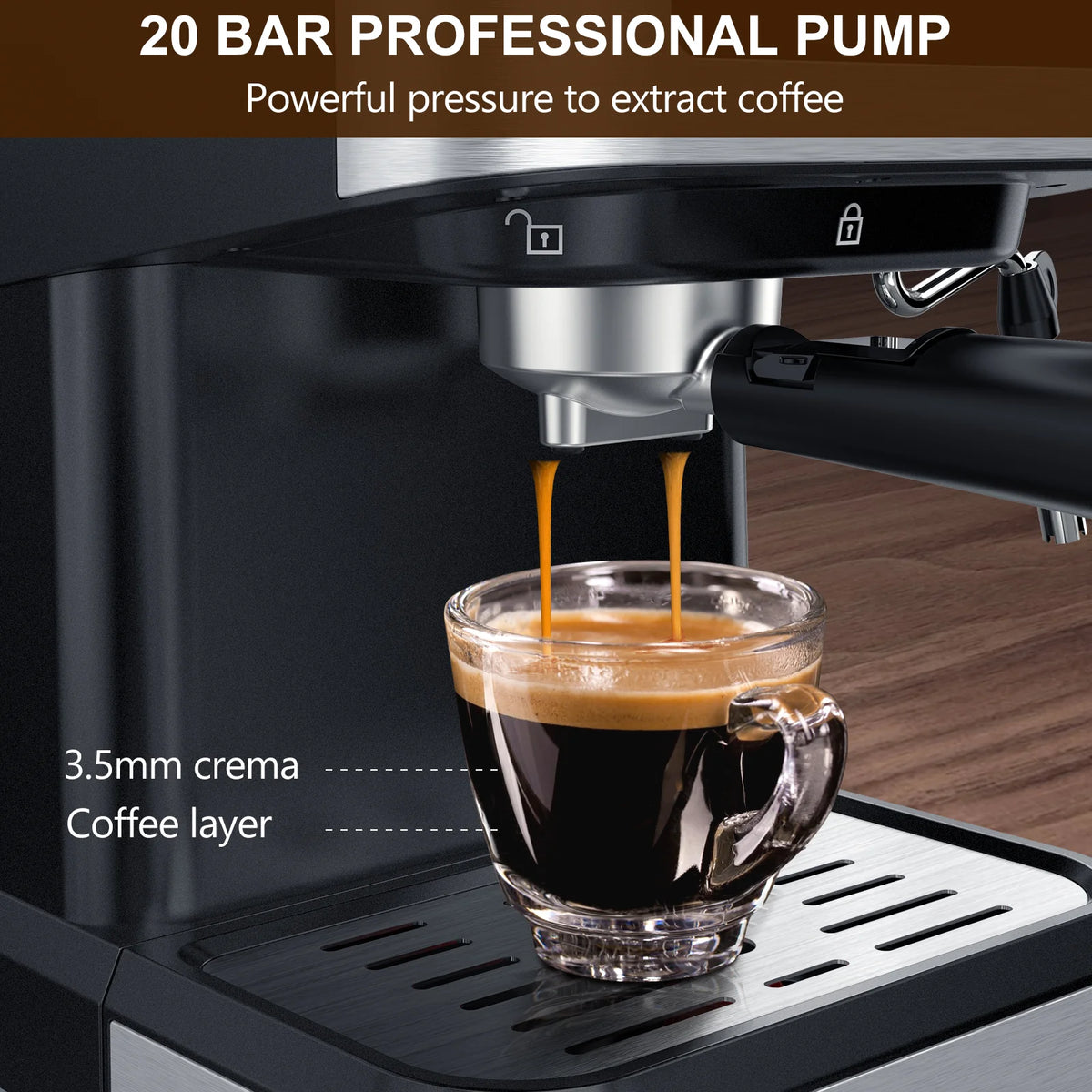 20 Bar Espresso Machine with Milk Frother R449