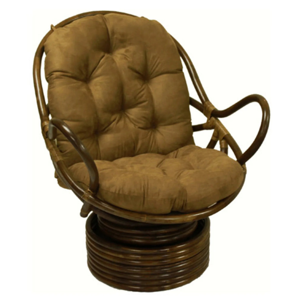 Rattan Coil Base Swivel Rocker with Micro Suede Cushion L735