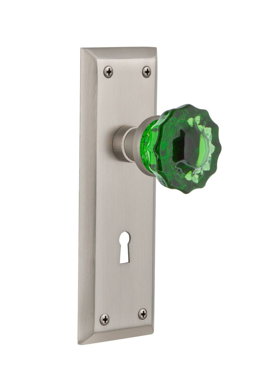 Crystal Emerald Glass Door Knob T4452