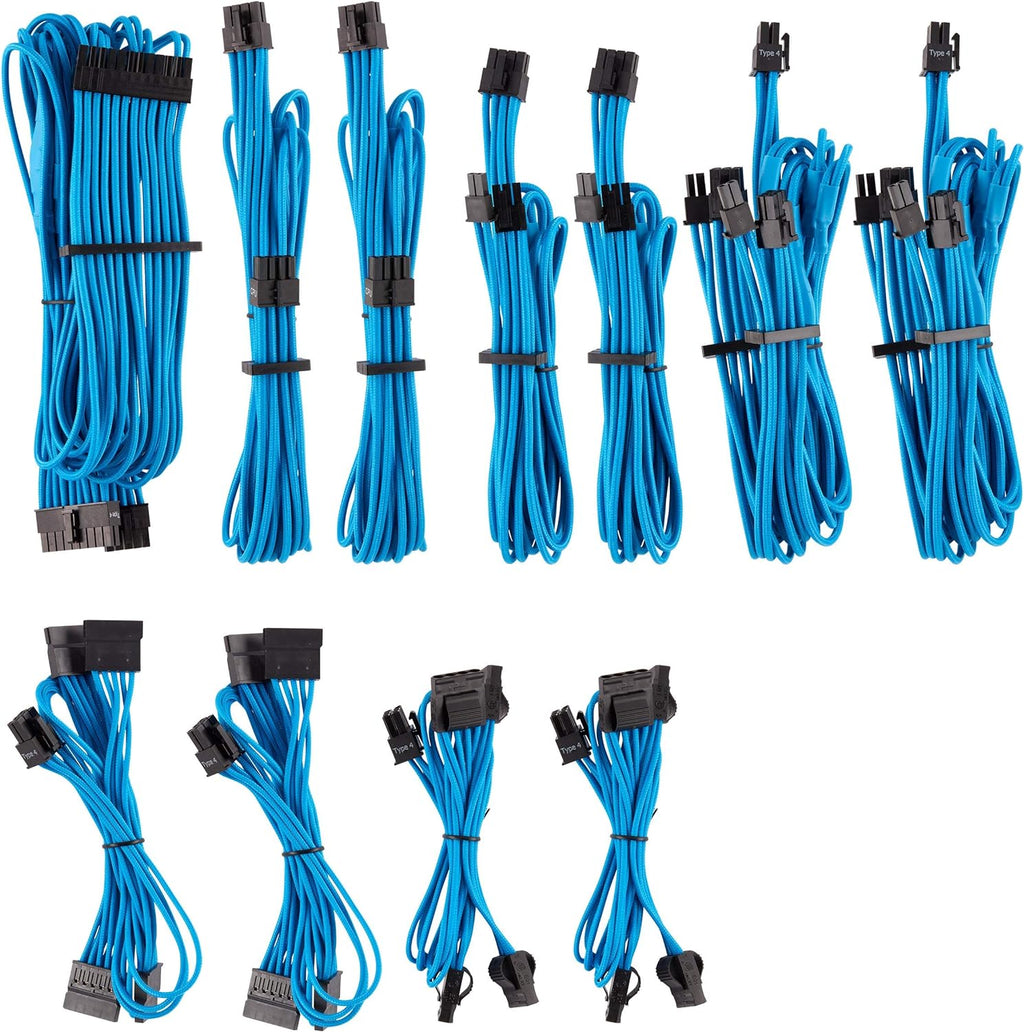 Blue Individually Sleeved PSU Cables Pro Kit Y324