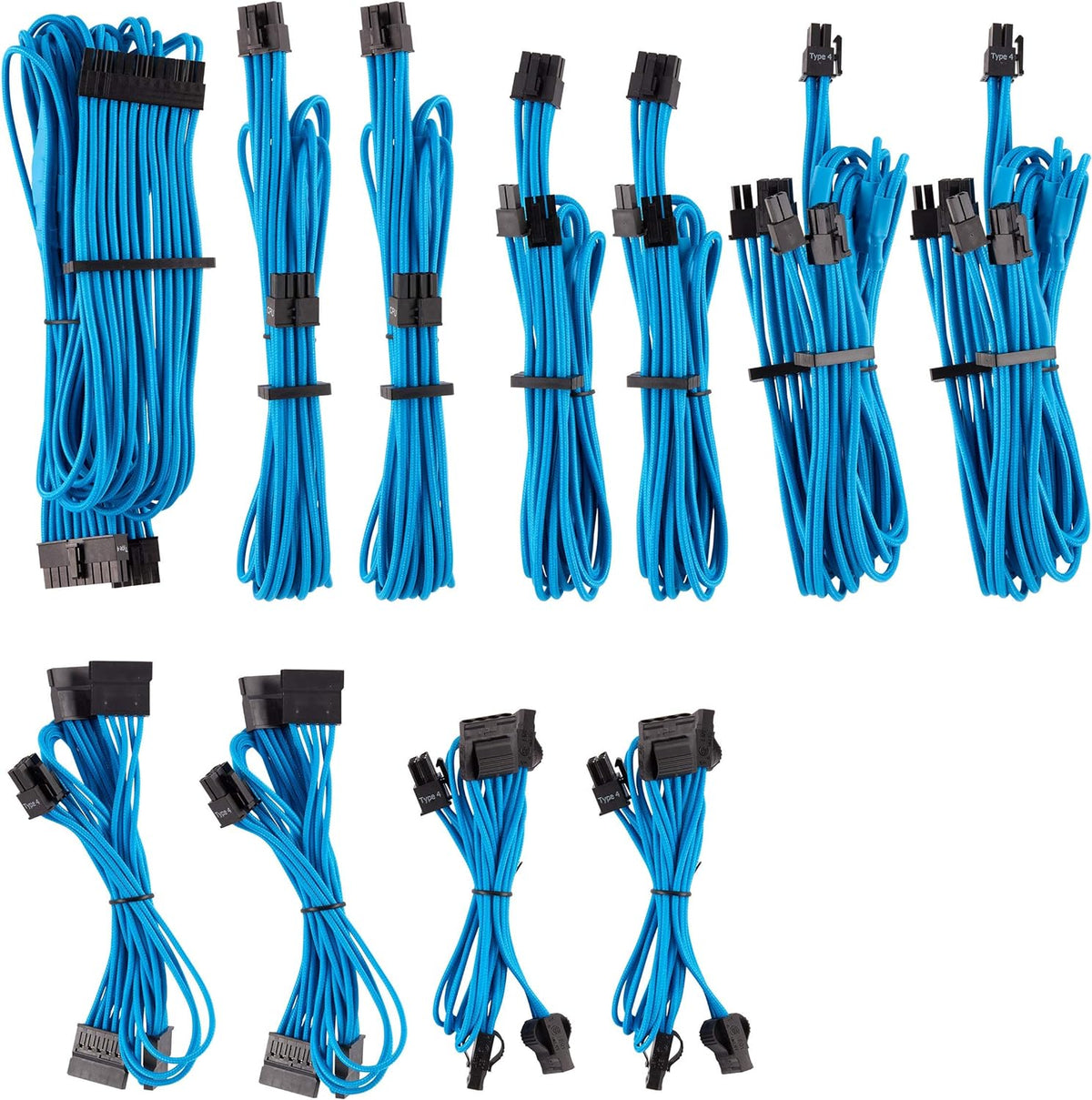 Blue Individually Sleeved PSU Cables Pro Kit Y324