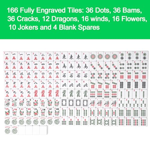 Mahjong Tile Set with 166 Numbered Ivory Tiles L985