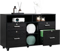 Black 4-Drawer Wood File Cabinet with Lock and Shelves S383767