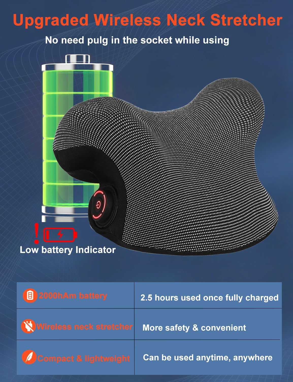 Wireless Cordless Neck Cervical Traction Device with Graphene Heating Pad W77021