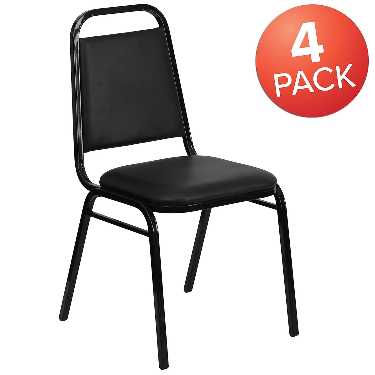 4 Pack Black Vinyl Stacking Banquet Chair U6528