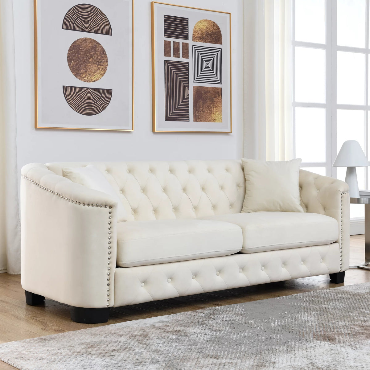 Velvet Beige 3-seater + 2-seater Combination Sofa M898