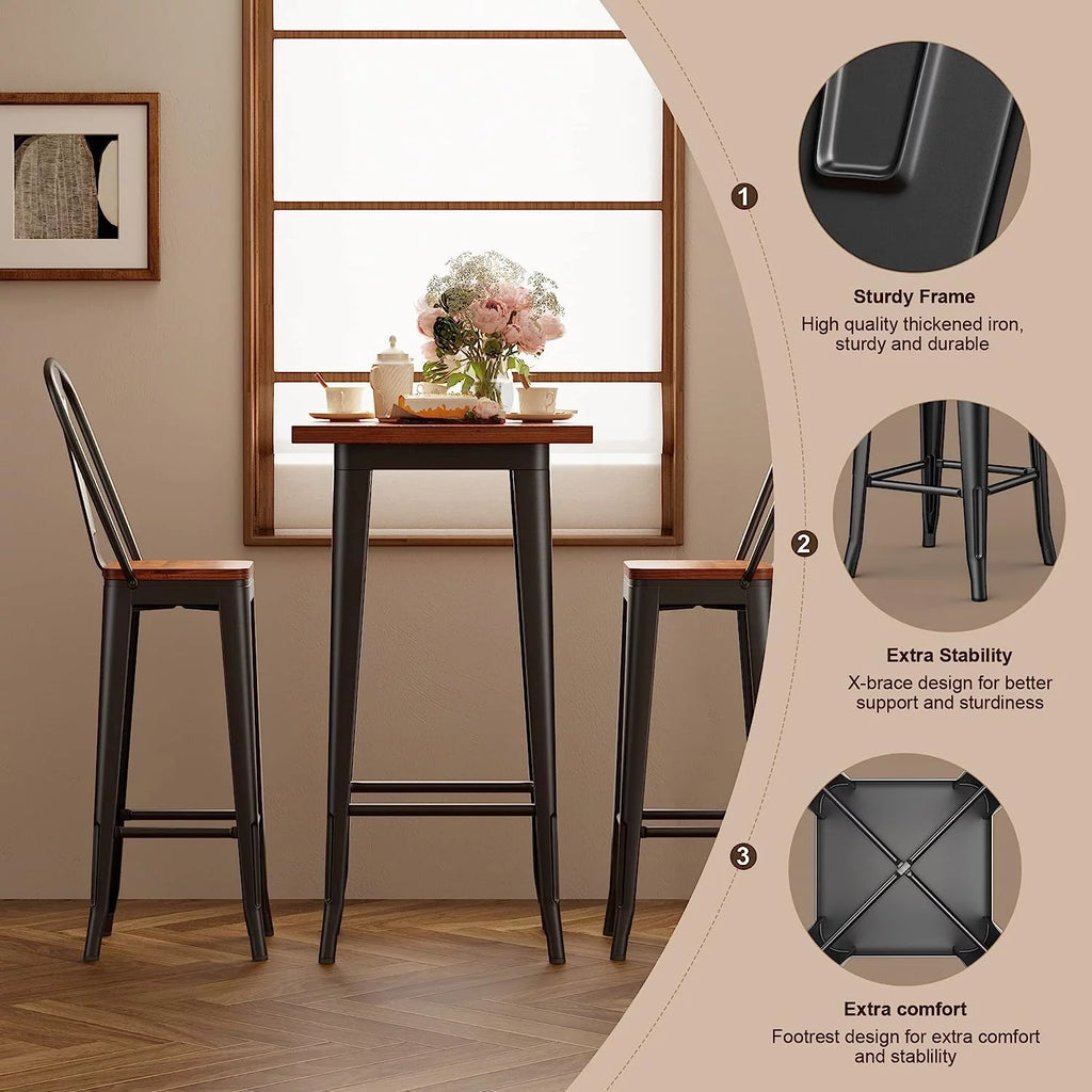 3 Pieces Table and Chair Set with Metal Frame S285