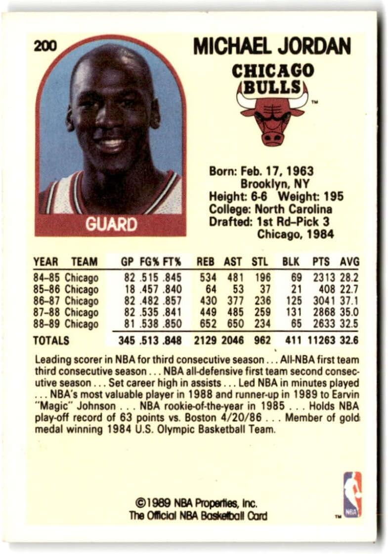 1989-90 Hoops #200 Michael Jordan Chicago Bulls Basketball Trading Card J172