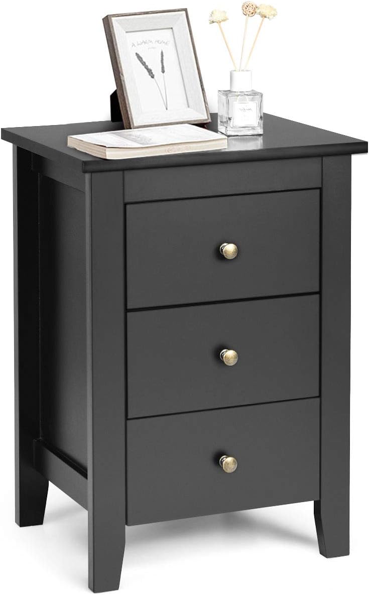 White 3 Drawer Wood Nightstand T420233