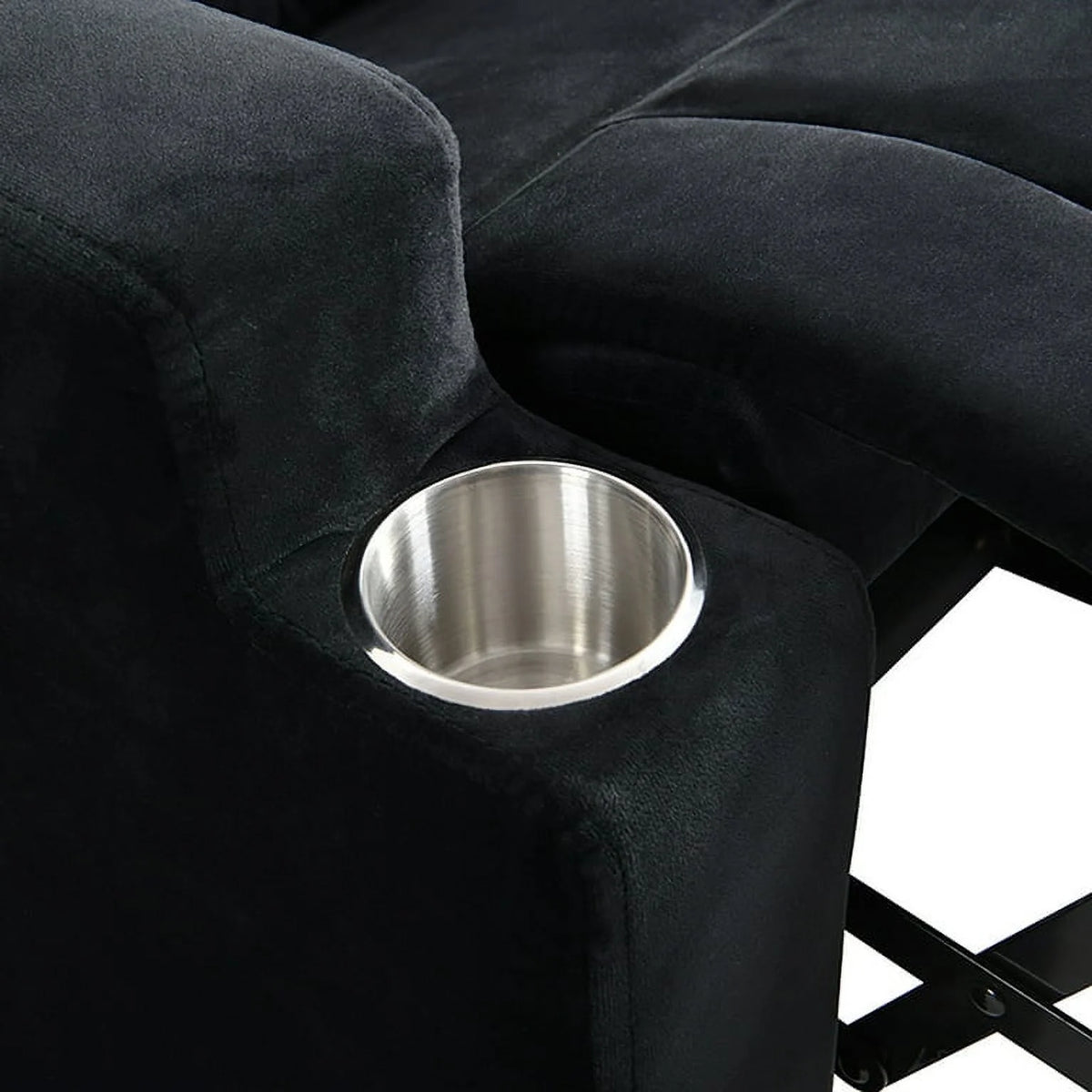 Kids Velvet Recliner Chair with Cup Holder and Footrest J3605