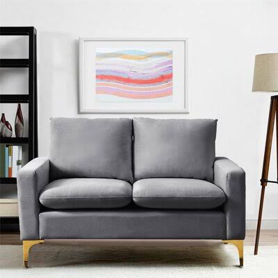 Gray Velvet Square Arm Loveseat P253
