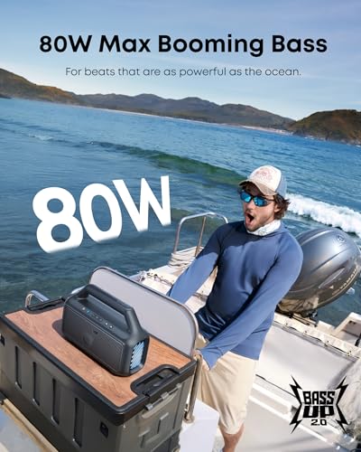 80W Portable Bluetooth Speaker with Subwoofer, IPX7 Waterproof O4522