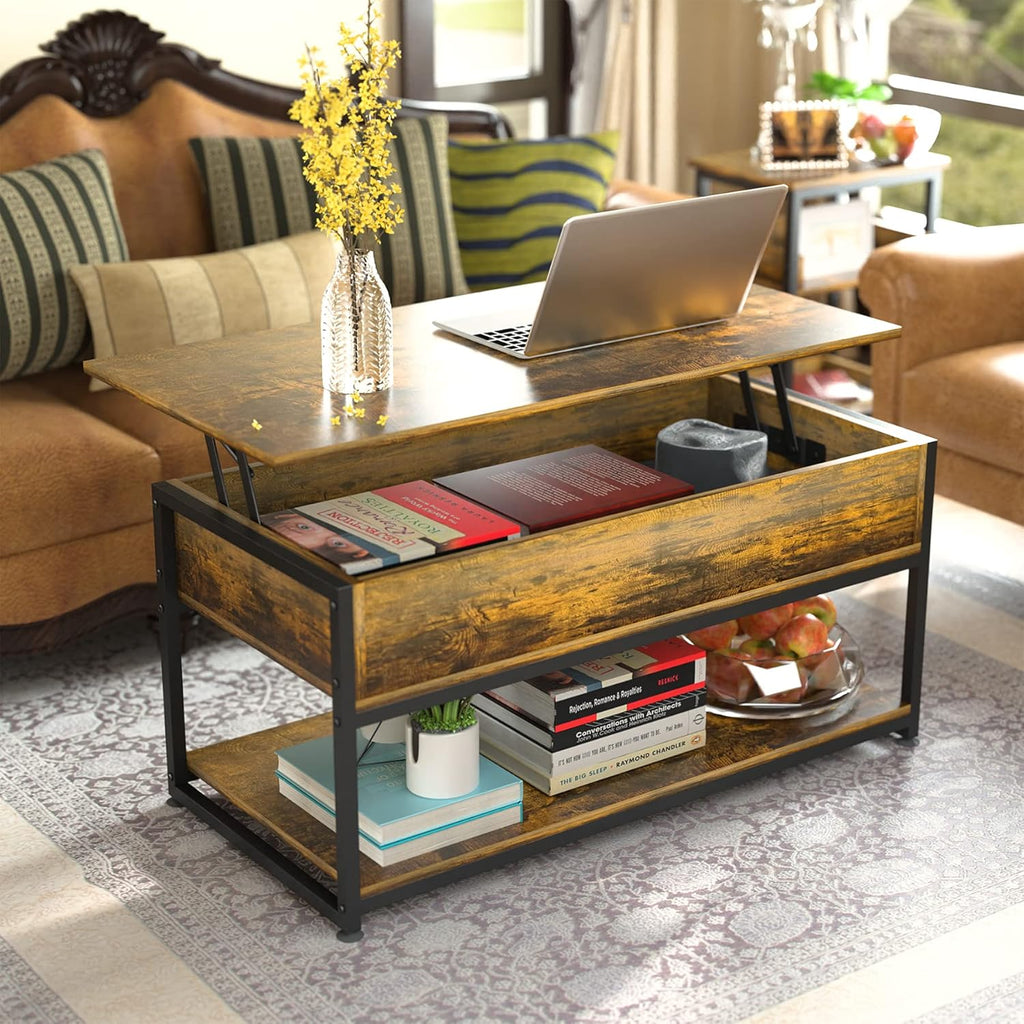 Lift Top Coffee Table with Storage Shelf S70218