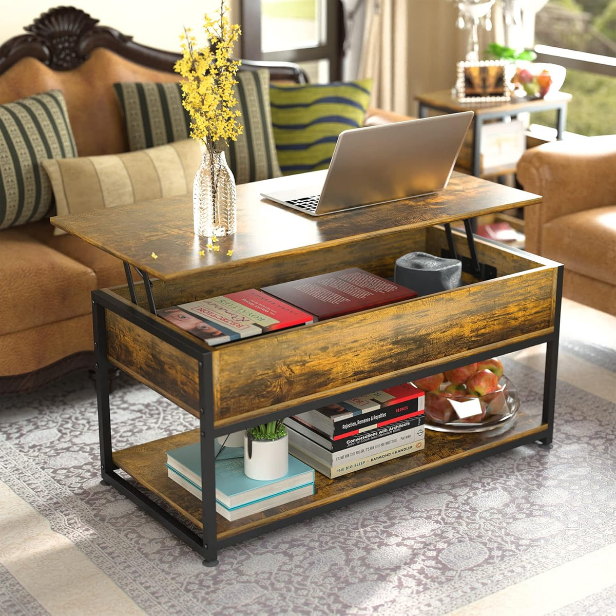 Lift Top Coffee Table with Storage Shelf S70218