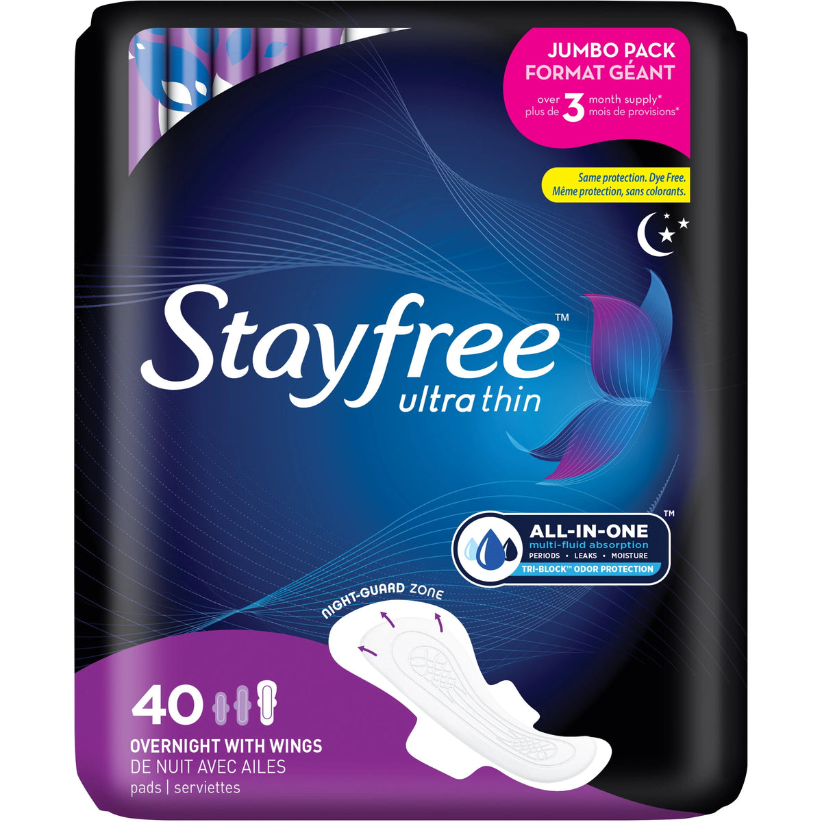 Ultra Thin Overnight Pads With Wings, 40 Ct Q247
