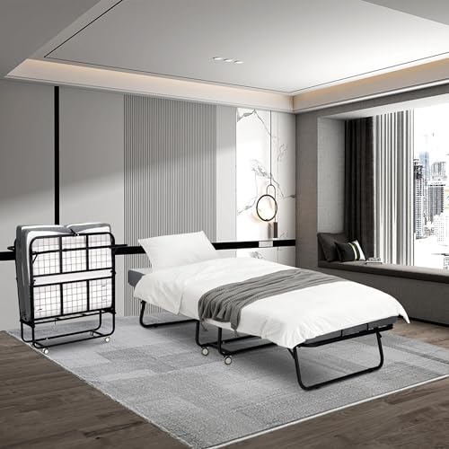 Black Folding Rollaway Bed with Mattress T258615