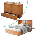 Queen Size Murphy Bed with Foldable Foam Mattress and Storage Drawer (Cherry) B688