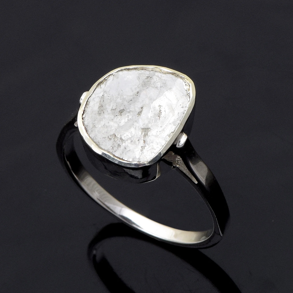 0.70 CTW Natural Slice Diamond Polki Solitaire Ring 925 Sterling Silver V386067