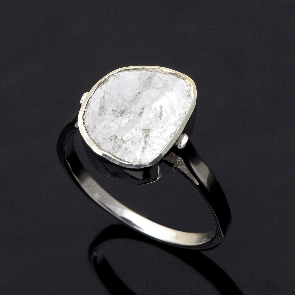 0.70 CTW Natural Slice Diamond Polki Solitaire Ring 925 Sterling Silver V386067