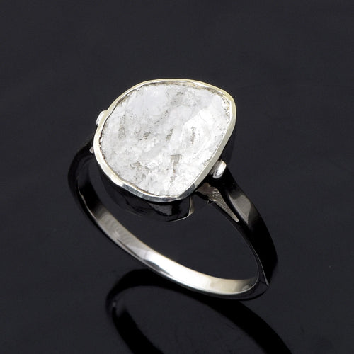 0.70 CTW Natural Slice Diamond Polki Solitaire Ring 925 Sterling Silver V386067