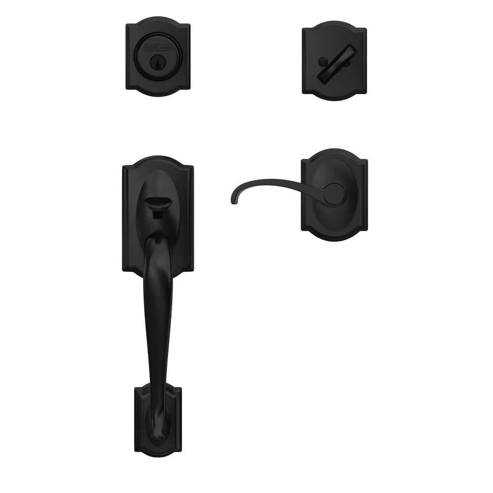 Matte Black Single Cylinder Door Handleset with Door Lever D405495