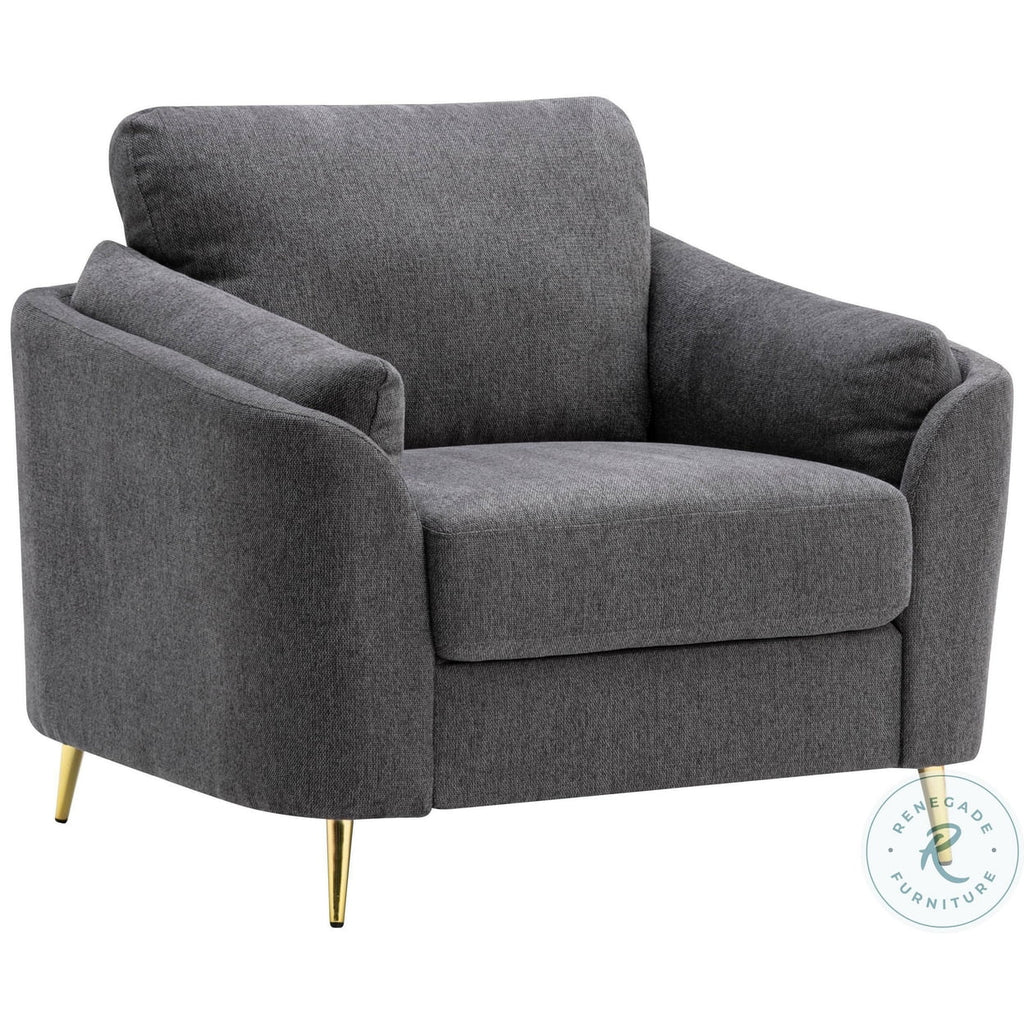 Dark Gray Polyester Accent Chair with Gold Metal Legs R602049