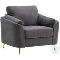 Dark Gray Polyester Accent Chair with Gold Metal Legs R602049