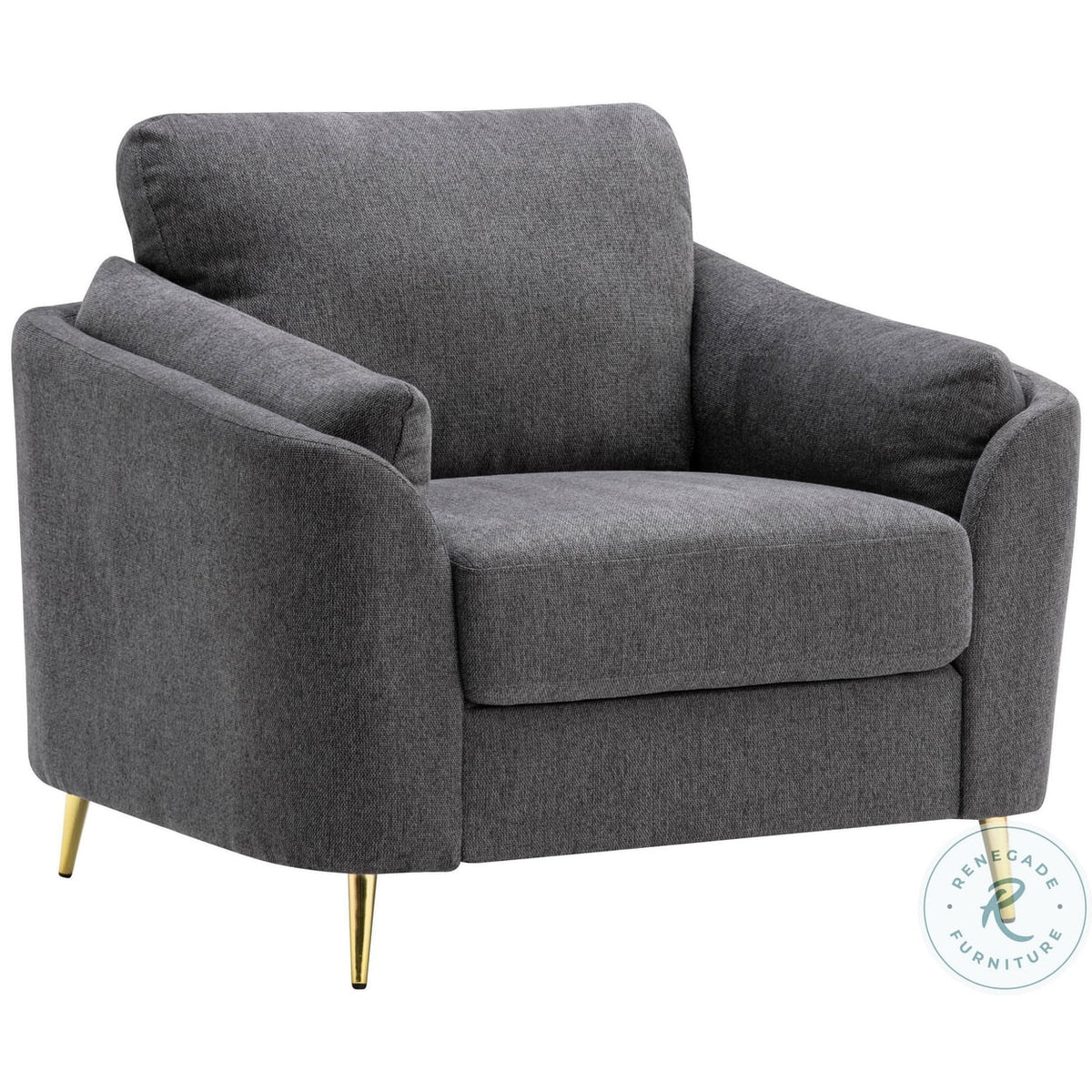 Dark Gray Polyester Accent Chair with Gold Metal Legs R602049