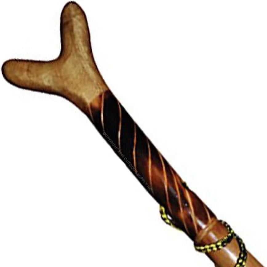 Natural Wood Walking Stick with Steel Spike and Metal-Reinforced Tip Cover, 55" H7254