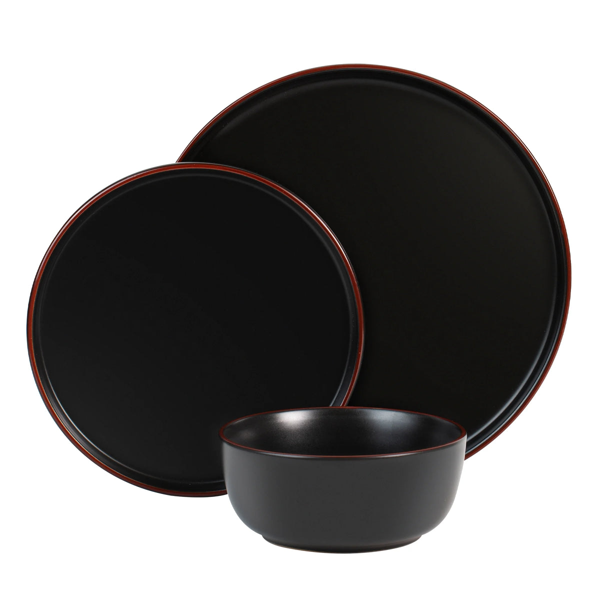 Matte Black 12-Piece Stoneware Dinnerware Set C913