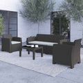 Dark Gray Faux Rattan 4 Piece Patio Furniture Set F186854