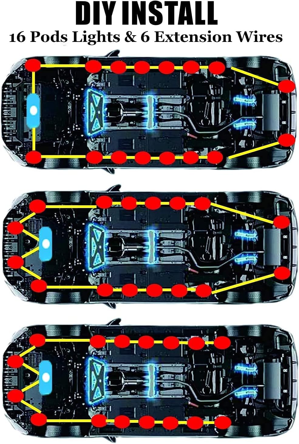 16 Pods RGB LED Rock Lights for Trucks P60610