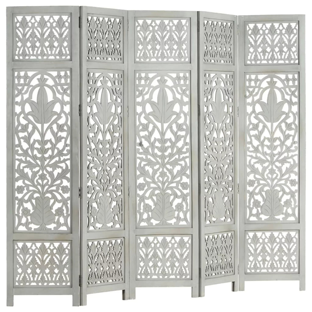 Hand Carved 5-Panel Mango Wood Room Divider T98930