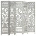 Hand Carved 5-Panel Mango Wood Room Divider T98930