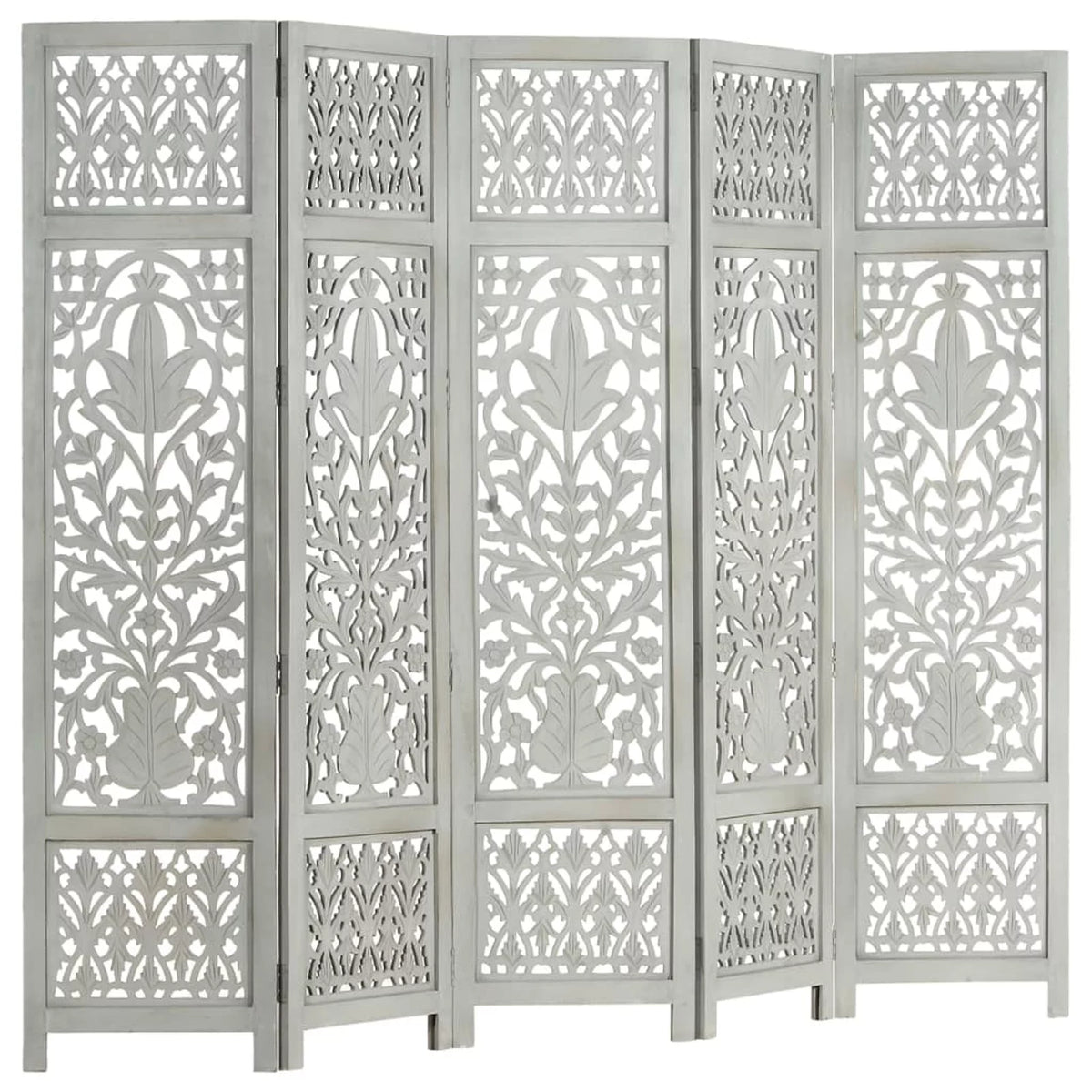 Hand Carved 5-Panel Mango Wood Room Divider T98930