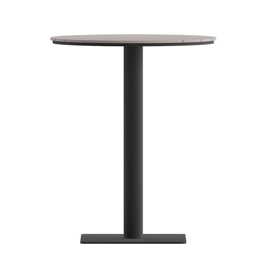 Round 24" Faux Teak Poly Slats Steel Frame Table B966893