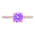 1.51ct Round Cut Purple Natural Amethyst 18k Rose Gold Ring Size 3.75 L278