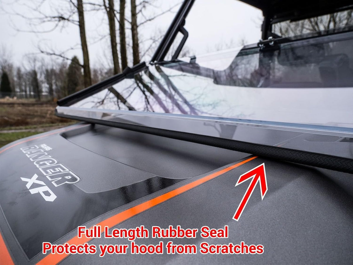 Scratch Resistant Flip / Fold Down 2-in-1 Windshield for Polaris Ranger XP 1000, 1/4 Thick Polycarbonate F1337