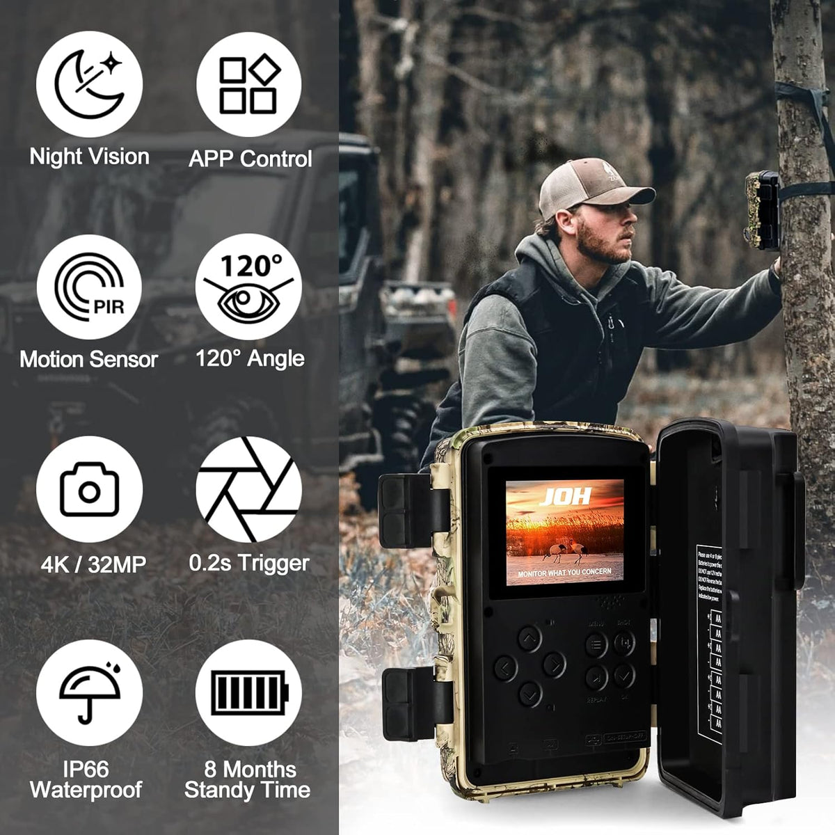 4K 32MP Trail Camera with Low Glow Night Vision X9626