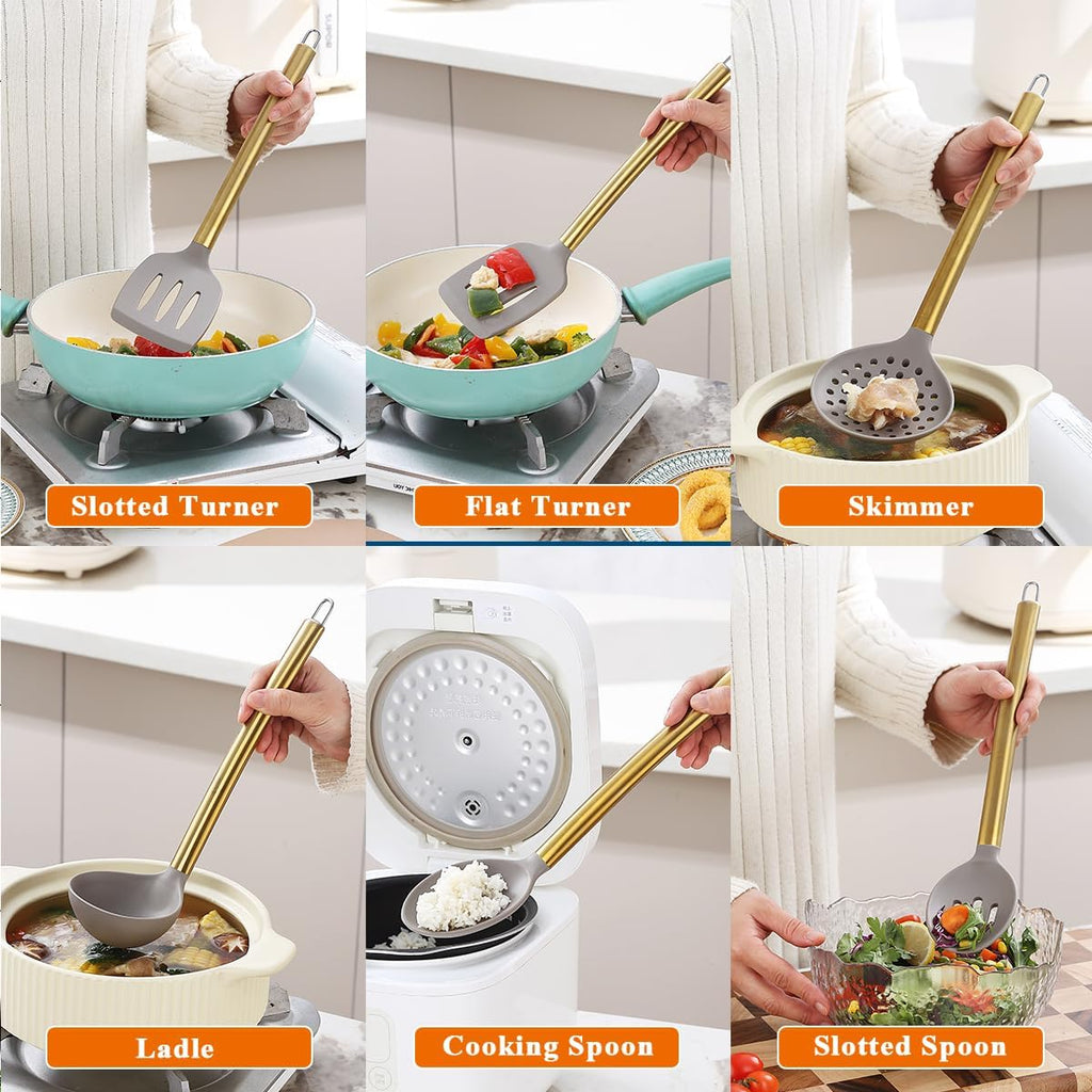 38 Piece Silicone Non-Stick Kitchen Utensils Set with Utensil Rack K709