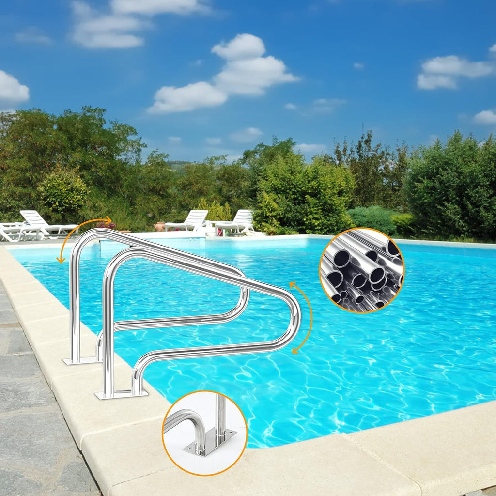 Stainless Steel Pool Hand Rail with Base Plate D1203