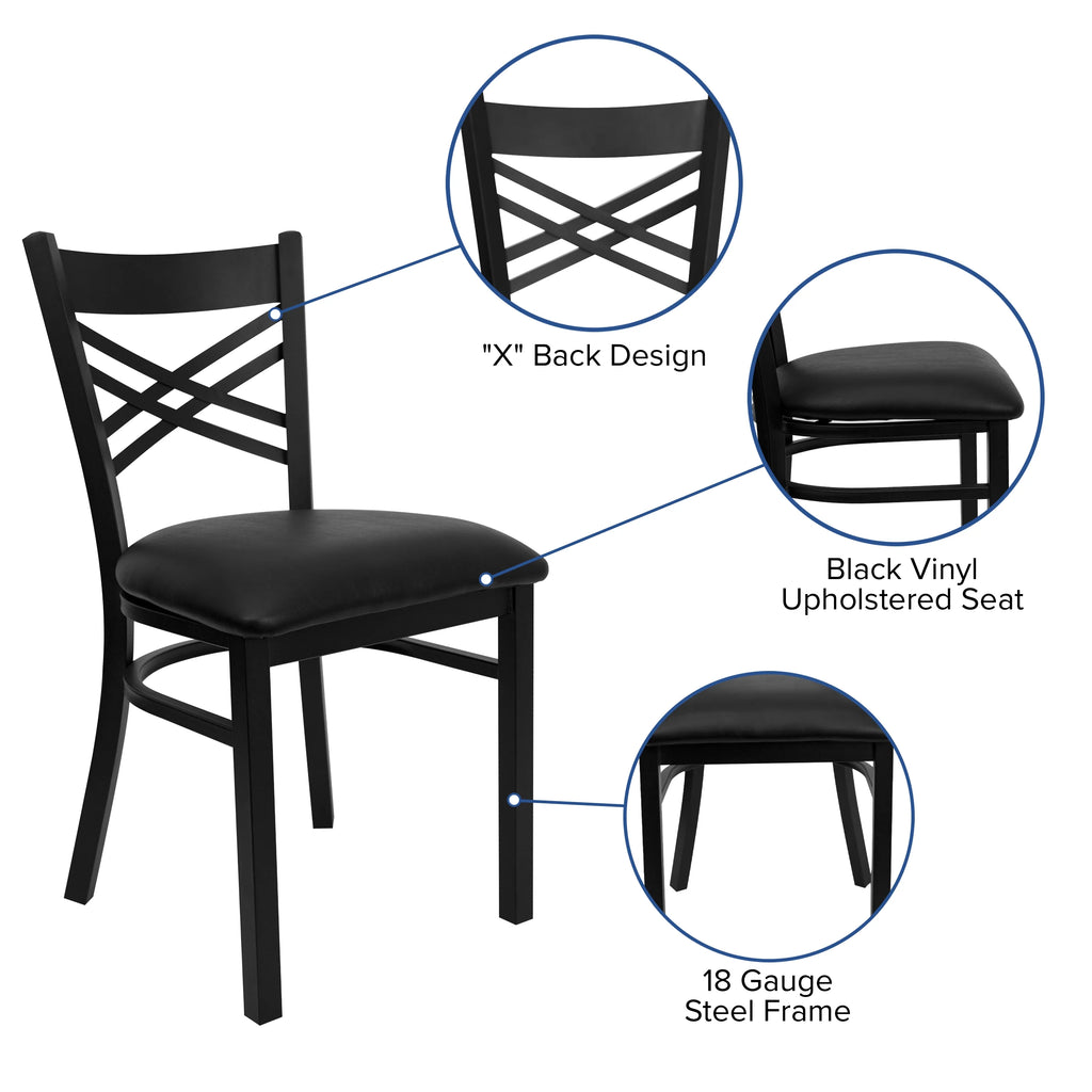 Black Vinyl Seat Metal Restaurant Chair M500079