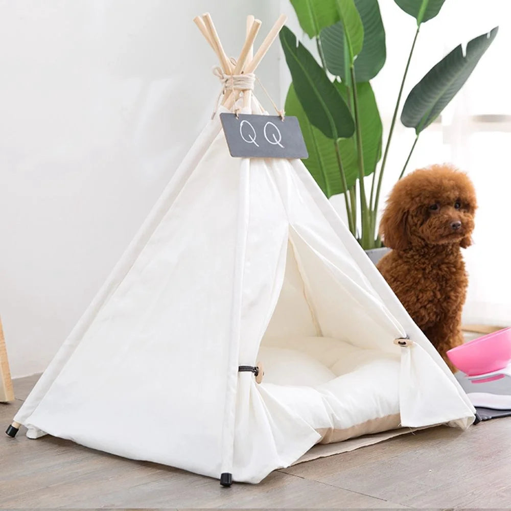 Canvas Wooden Pet House Dog Cat Bed T8110