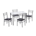 5 Piece Glass Dining Set with Metal Frame M124
