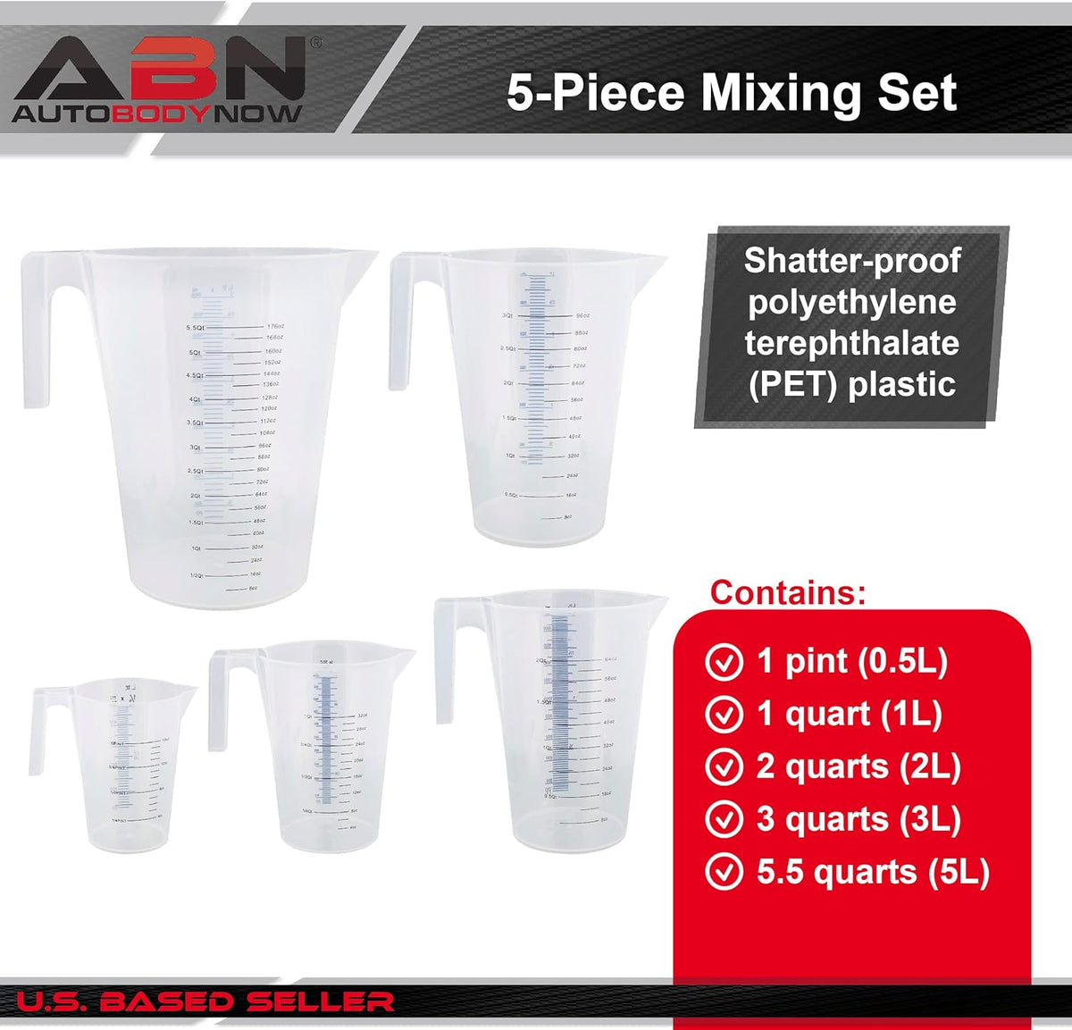 5 Piece Set of Graduated Plastic Mixing Pitchers L631569