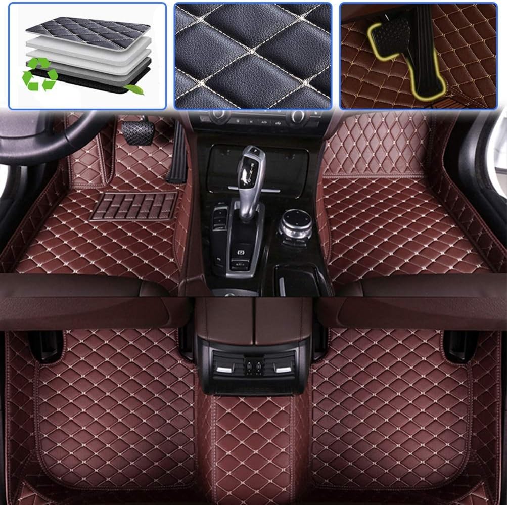 Custom Car Floor Mats Leather Waterproof Anti-Skid Full Coverage Set Beige S76734