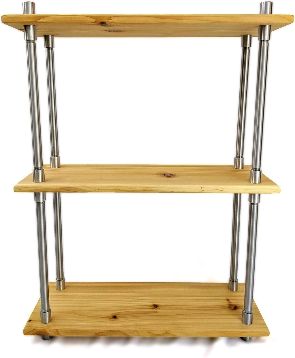 Solid Cedar Wood & Stainless Steel Metal Bookcase, 20 Inch Wide R698024