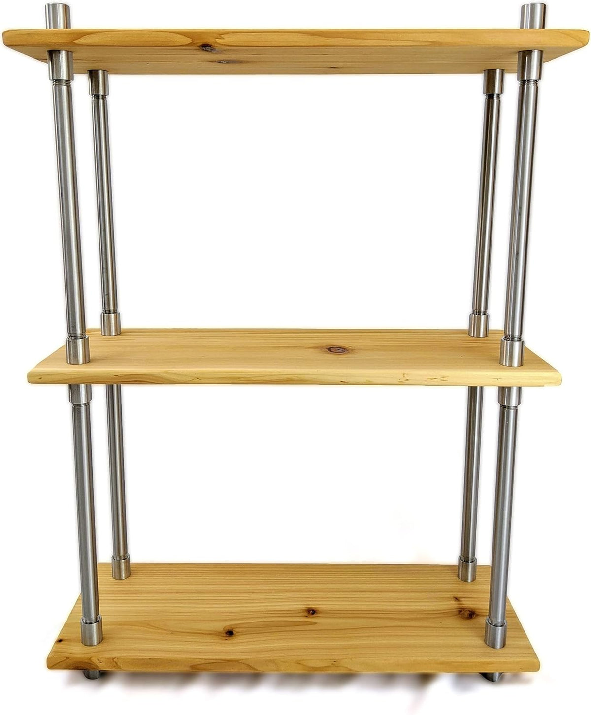 Solid Cedar Wood & Stainless Steel Metal Bookcase, 20 Inch Wide R698024